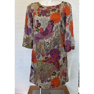 Boho Etherreal Fairycore Y2K Silk Monsoon Kai Mai Butterfly Tunic Dress Sequin 6